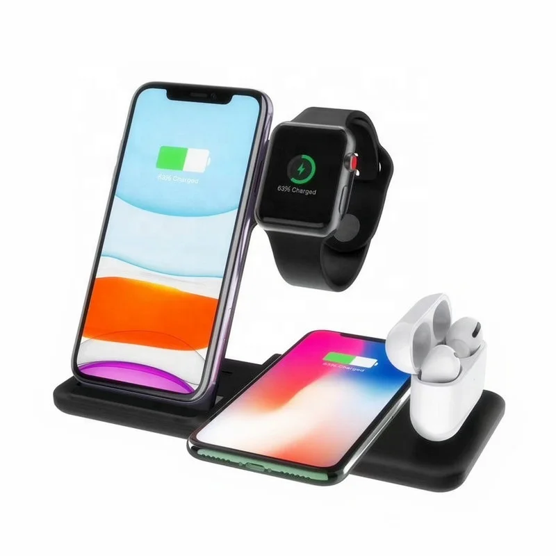 Новое быстрое зарядное устройство SUNLINE 4 в 1, многофункциональное Беспроводное зарядное устройство, подставка, быстрое зарядное устройство для телефона/i-watch/воздушное зарядное устройство