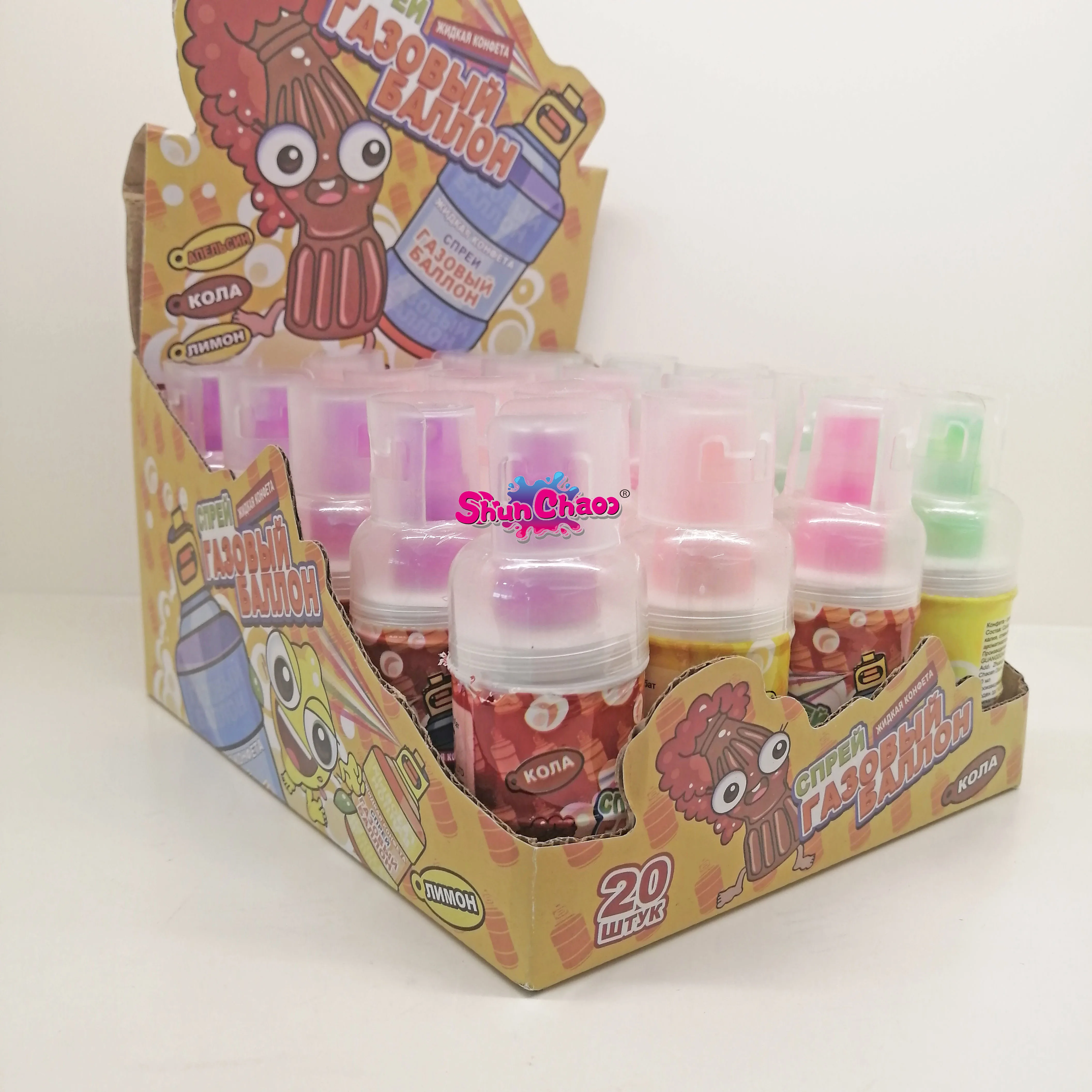 New OEM Factory Price Gas-jar Shape Toy  Fruity Syrup Spray Liquid Candy