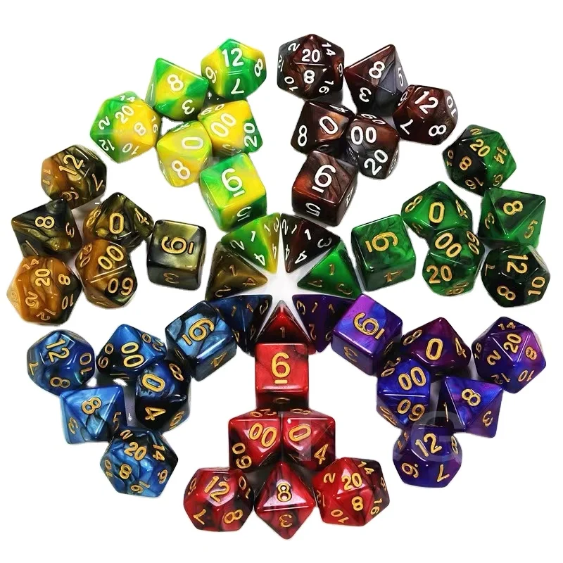 Wholesale custom dice set good quality marbled DND dice set dice for game