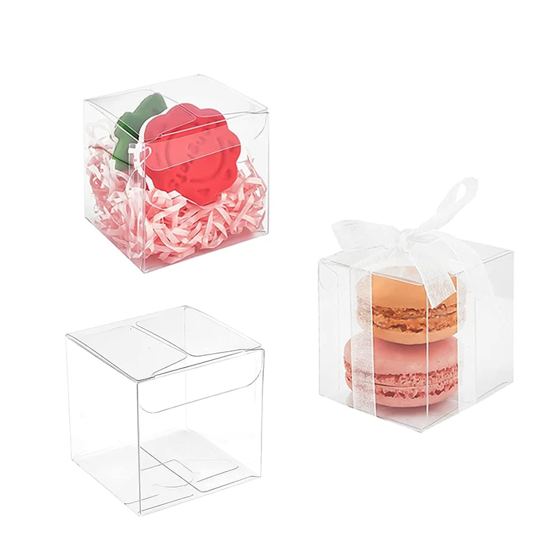 Clear Favor Boxes 2X2X2 inch PVC Plastic Gift Transparent Cube Boxes PET Boxes