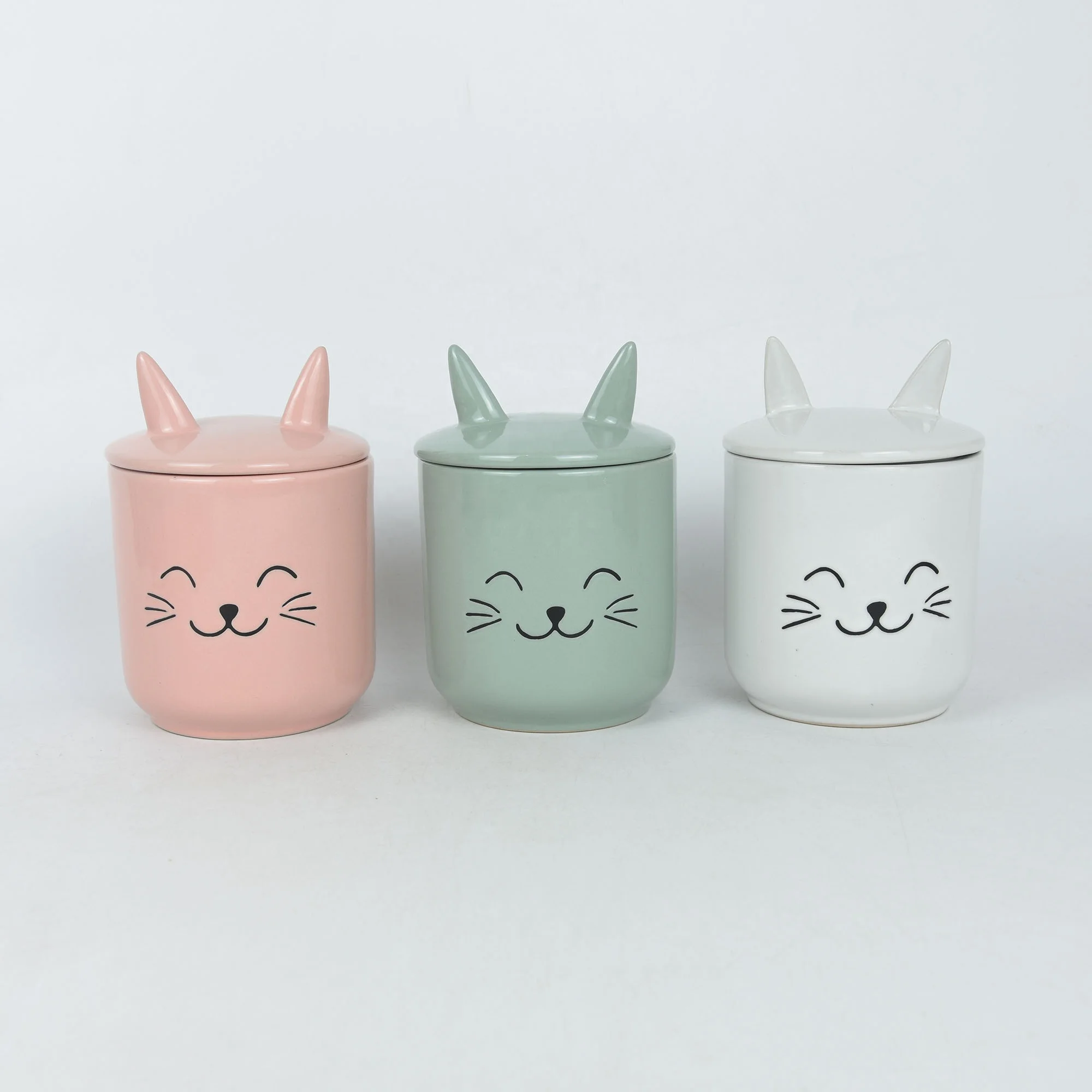 hot sale ceramic cat shape storage with unique lid,stoneware kitchen canister with silicone seal for coffee tea spice jar holder