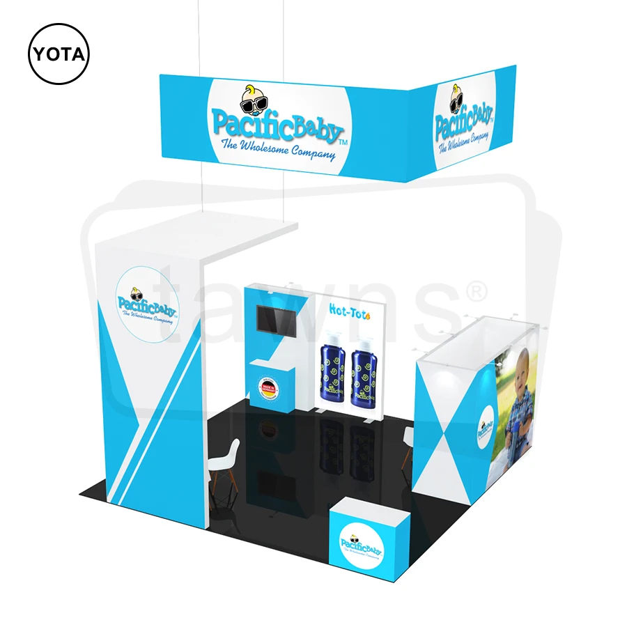 Tawns Trade Show Booth Display Custom Printed Double Sides Tension Frameless Fabric Light Box Backdrop Stand