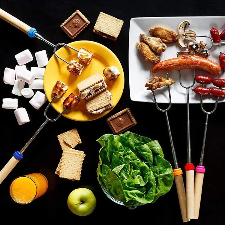 Marshmallow Roasting Sticks Telescoping Rotating Smores Skewers for Campfire Fire Pit Cooking