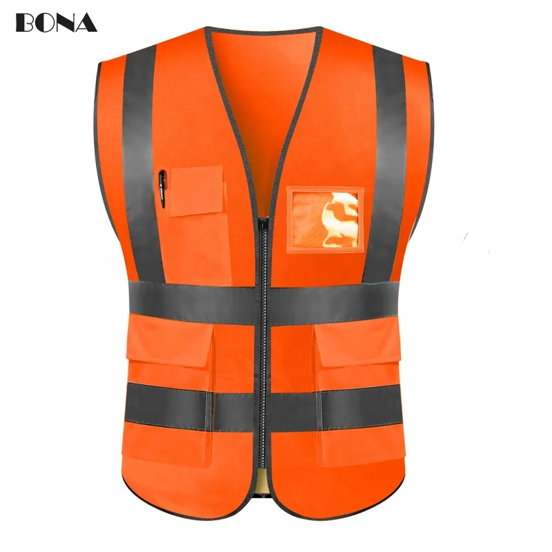 Hi Vis yellow black green orange red blue reflective construction security safety vest workwear jacket