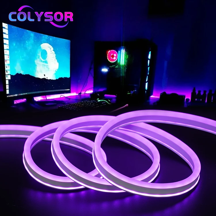 Customize Neon Sign Material Decorative Side Illumination Lamp Flexible Tape Rope Tube Silicone LED Neon 12 Volt 50m Strip Light