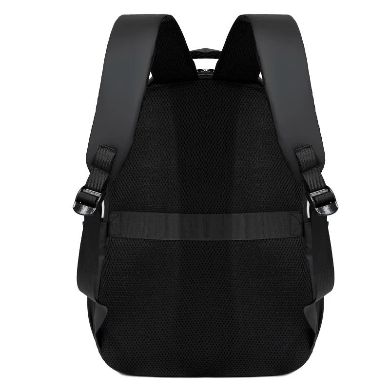 Custom Logo Waterproof PU Leather Business School Bagpack  Anti-Theft  Student Laptop Backpack Travel Black Backpack for Men