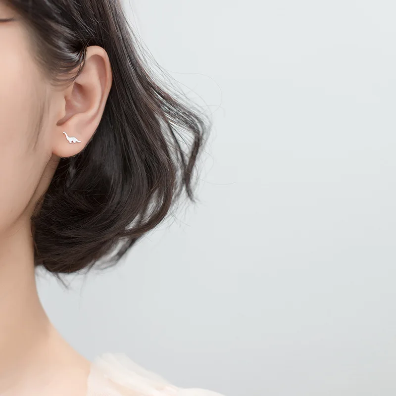 New Cute Design S925 Sterling Silver Dinosaur Stud Earrings For Women G1752
