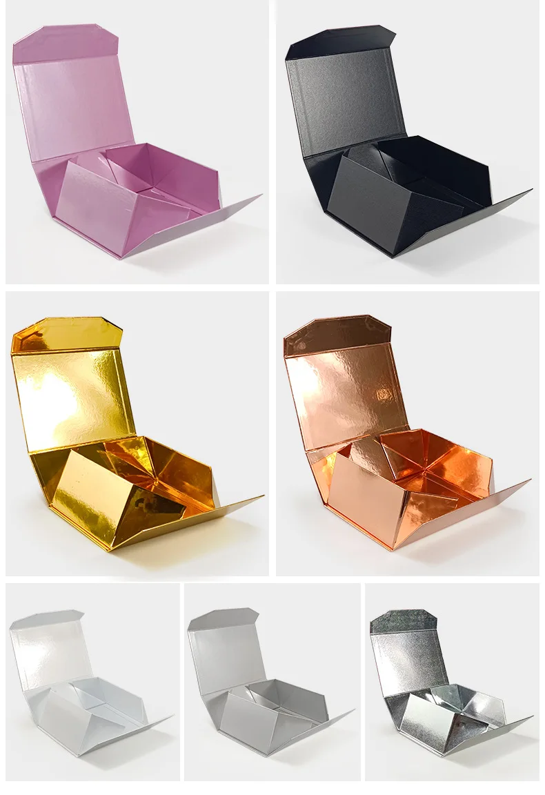 Custom Gift Box Magnet Clamshell One-Piece Folding Gift Paper Boxes For Cosmetic Packaging