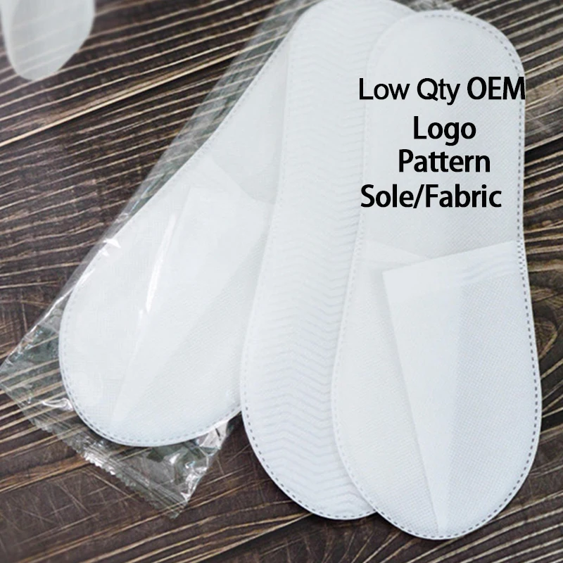 Custom Hotel Slipper White Black Pedicure Spa Slippers Beauty Salon Black Hotel Disposable Non Woven Spa Slipper for women