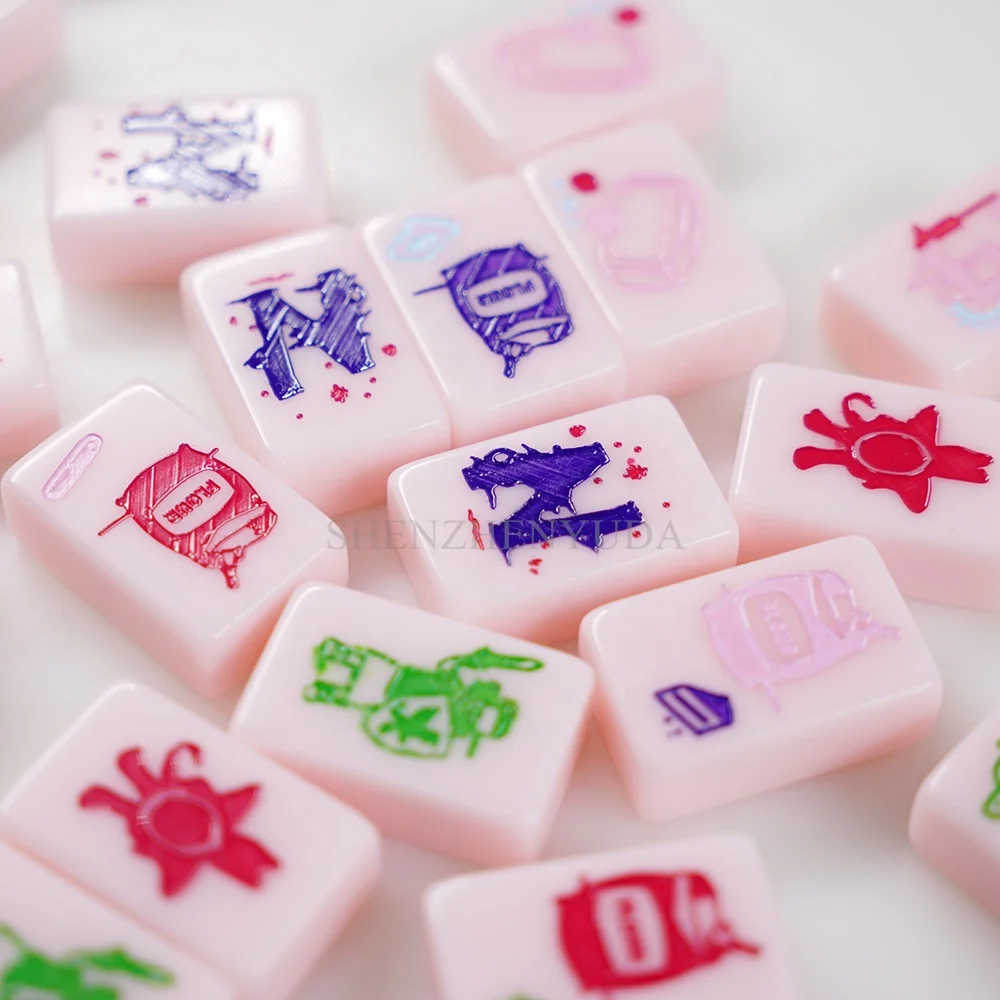 Изготовленный на заказ логотип 160 плитки Mah Jong игры акриловые домино Chino American Mahjongg набор маджонг с заготовкой