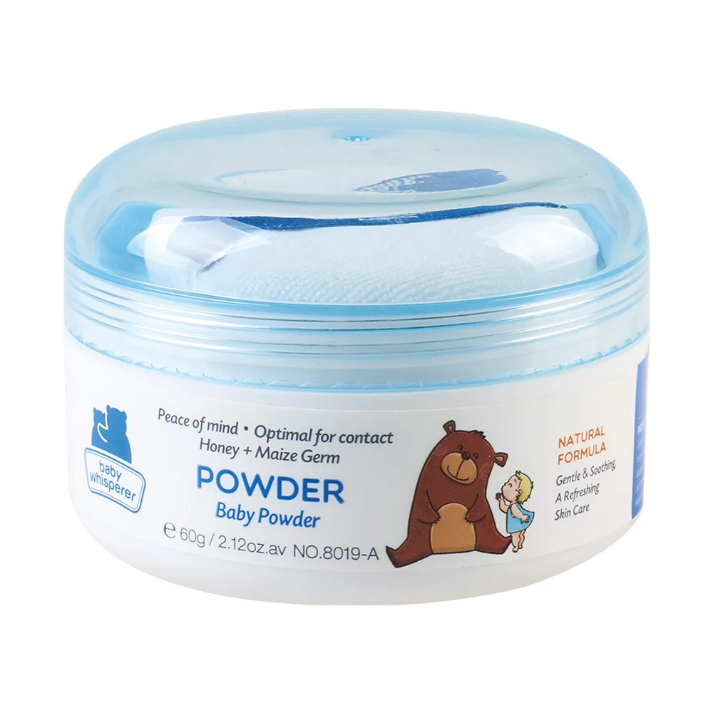 Baby bath bed time powder set natural formula skin soothing talcum powder with powder puff