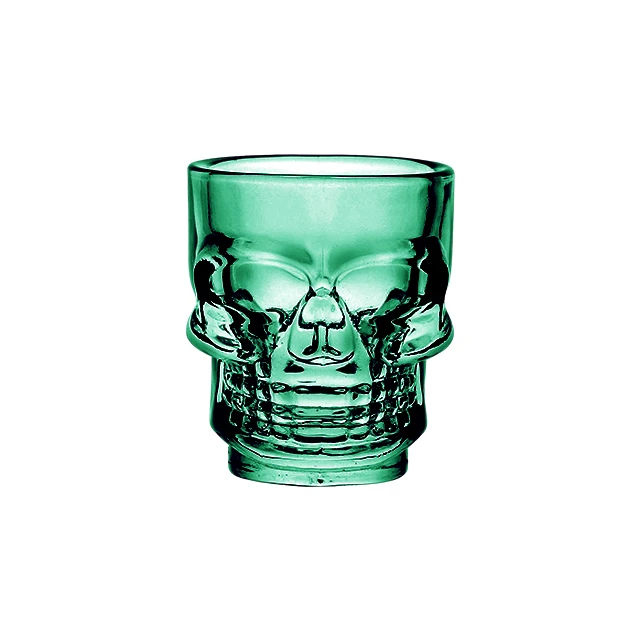 Wholesale Cheapest Price Customized Color Special Shaped  Glass Skull Shot Glasses Mini Whiskey Vodka Shot Glass Cups