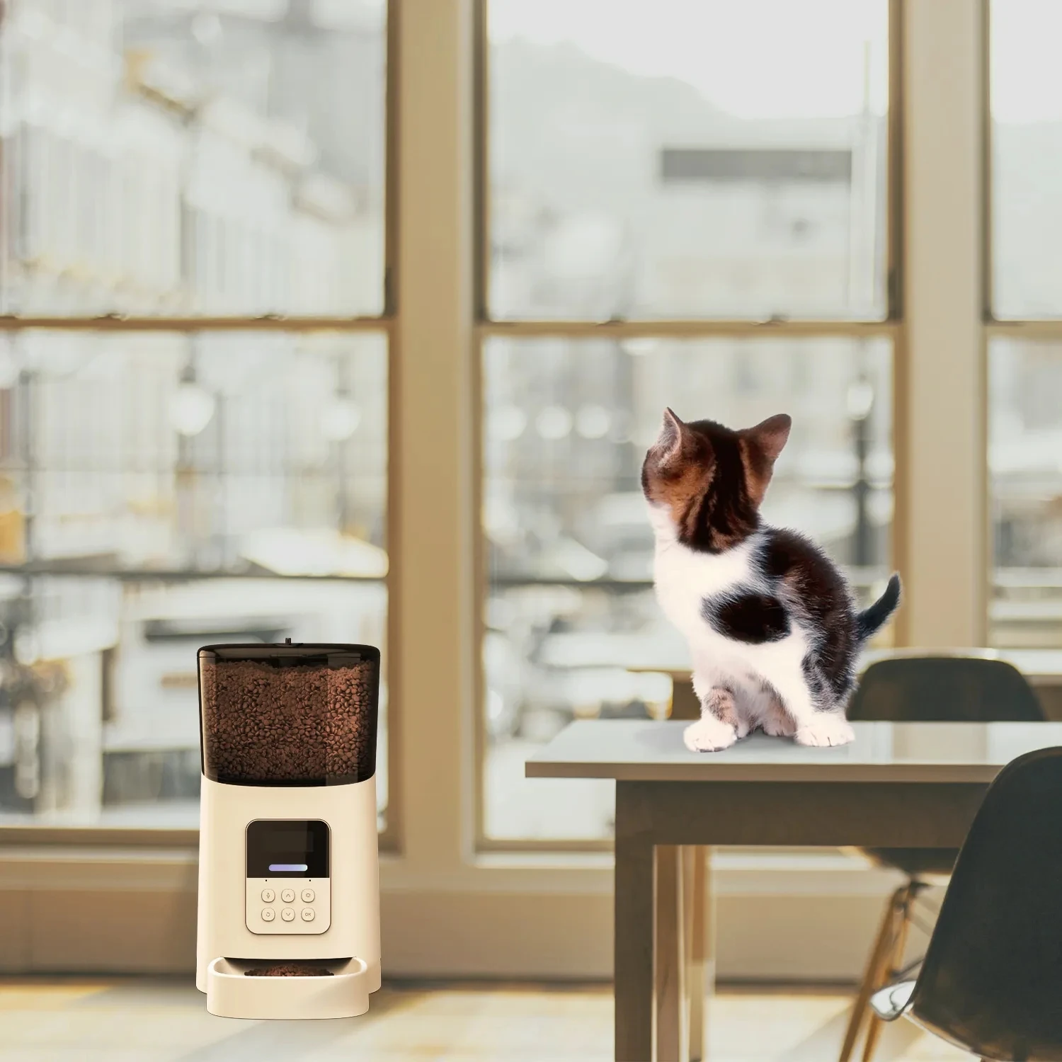 Умная кормушка для домашних животных Tuya Wi-Fi микрочип с дистанционным управлением через приложение мобильного телефона 6 л
