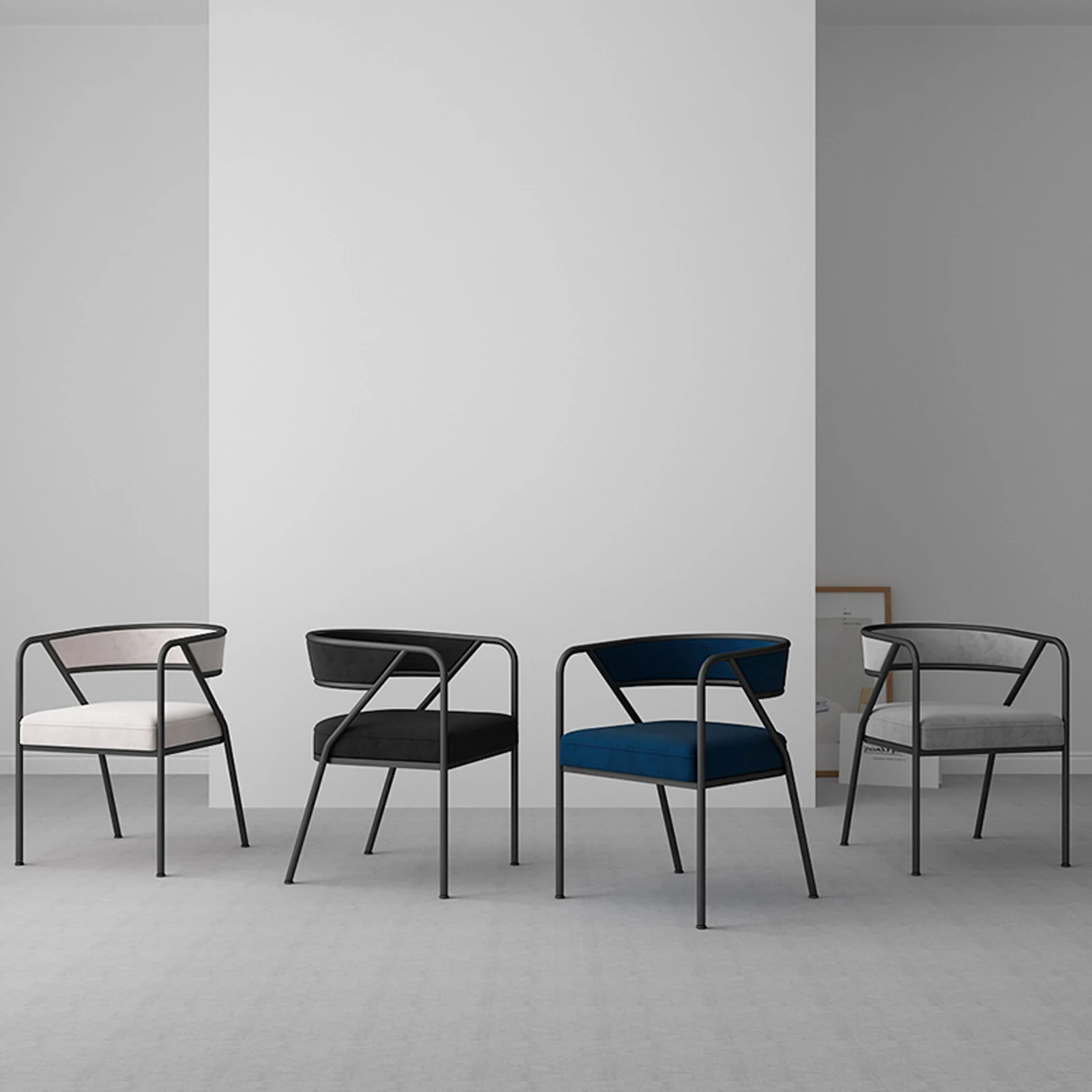 Modern Home Nordic Single Sofa Living Room Chair Minimalist Frame Velvet Luxury Armchair Dining Chair
