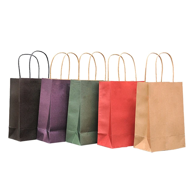 Custom Logo Printed Cheap Eco Recycle Take Away Food Packaging Brown Craft Paper Bag With Handles (62424058252)