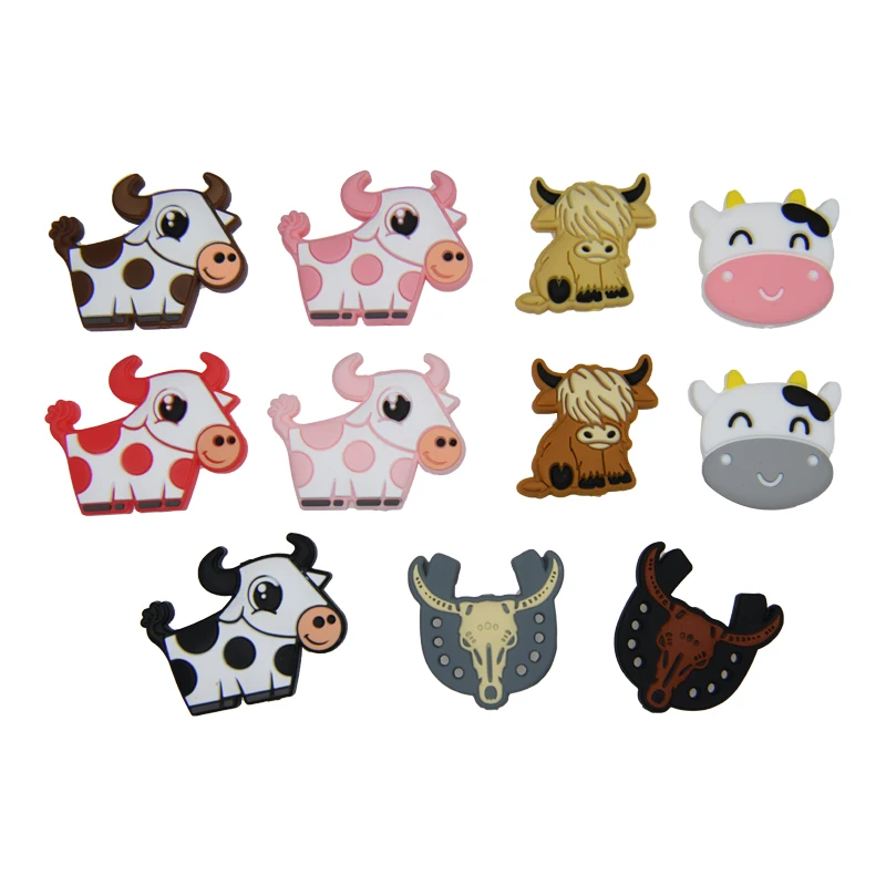 He Sheng Animal 19mm silicone focal teether toys beads for pens kids keychain making Baby teethers