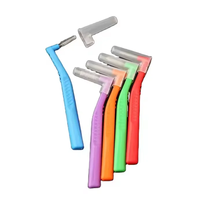 OEM L-shape disposable interdental brush cepillo dental de ortodoncia interdental deep cleaning