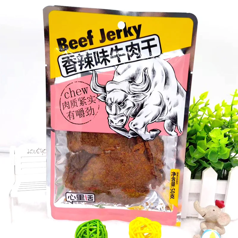 
Spicy beef jerky hand tear dried beef supermarket leisure meat snacks net red snacks,50g/bag,50 bags/ carton,jerky beef 