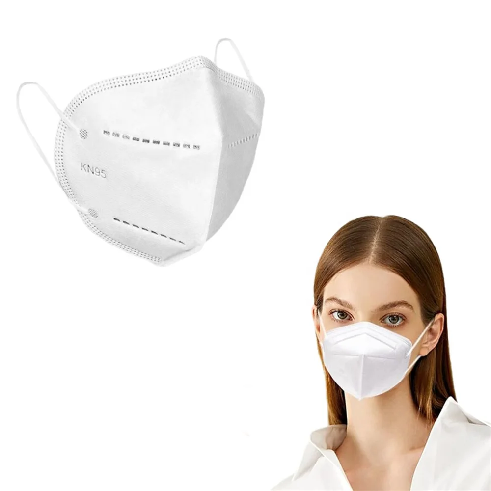 White Disposable KN95 Respirator Masks 5 Layer Flat Design Face Masks for Dust Protection