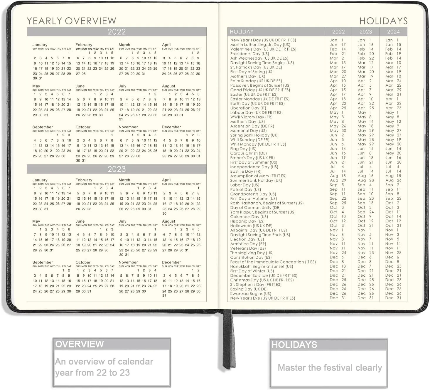 2022-2023 Weekly & Monthly Calendar Agenda Notebook A5 Thick Paper Calendar Stickers Cheapest Journal Notebook With Pen