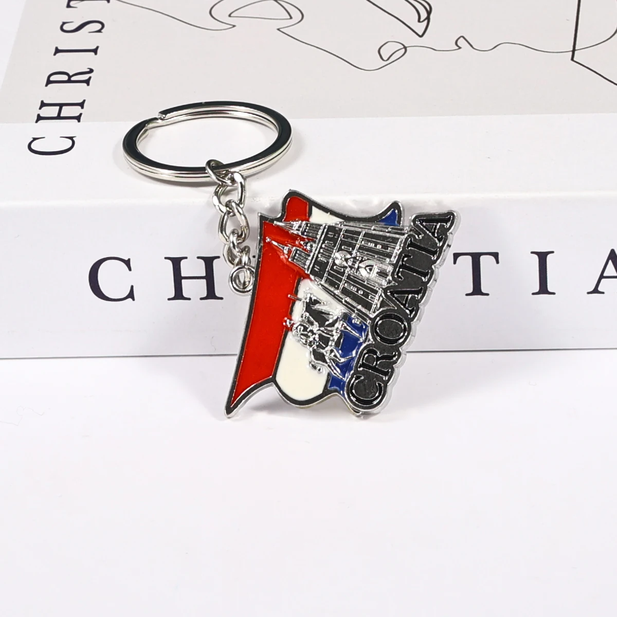 Factory Price Customized Nickel Enamel Keychain Zinc Alloy Metal Die Casting  Key Rings Croatia Tourist Souvenir Gifts