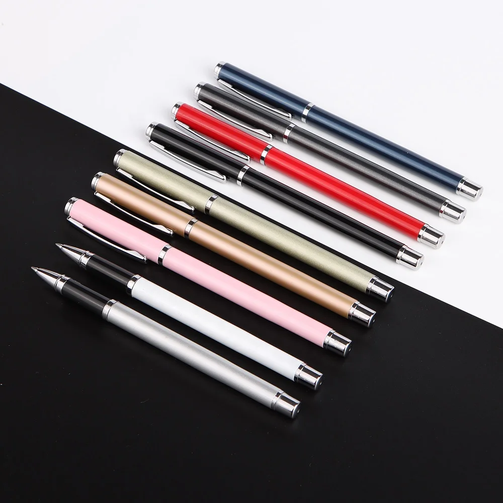 Hot Selling Promotional Writing Smoothly Simple Metal Gel Pen Custom Logo Metal Roller Pen for Business Gift