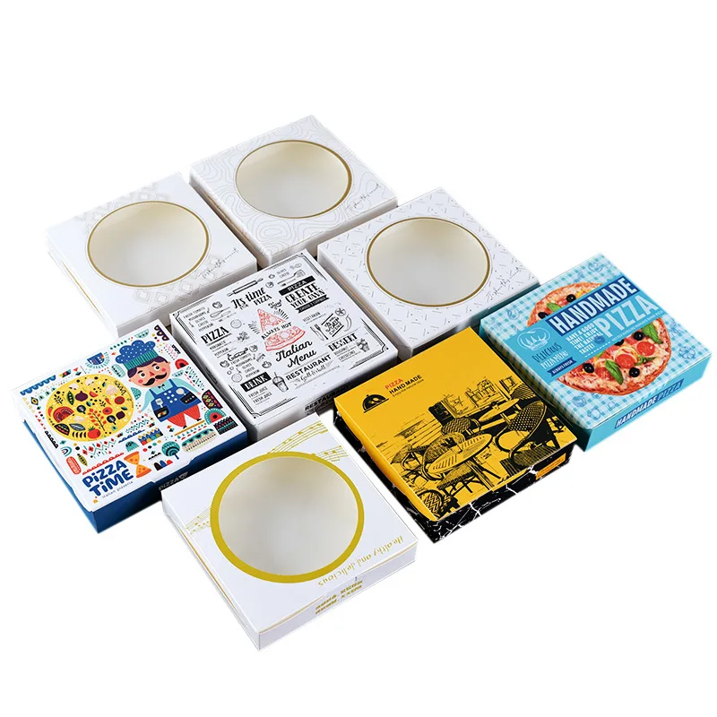 white biodegradable triangle circle single slice takeaway logo custom pizza box