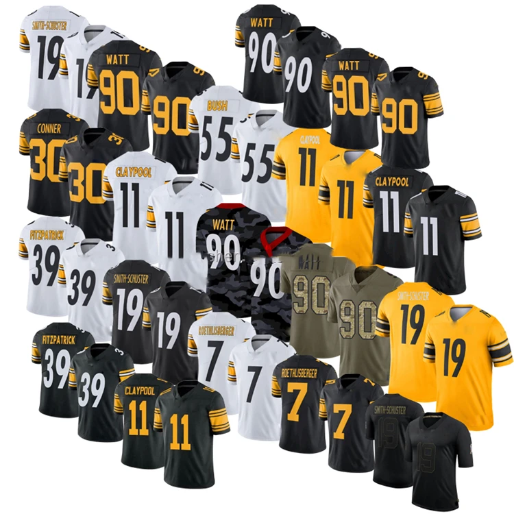 Pittsburgh Chase Claypool 11 Minkah Fitzpatrick 39 Steeler s JuJu Smith-Schuster 19 American Football Jersey T shirt Wholesale