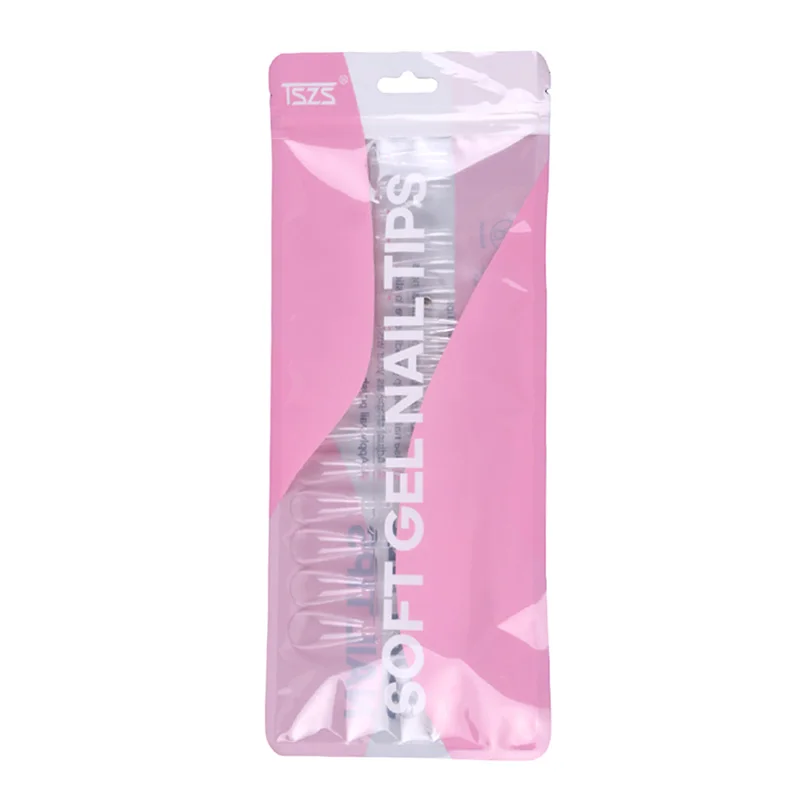 TSZS 240Pcs Soft Gel Fake Nail Tips Professional Full Cover Tips Soak Off Nail Extensions Medium Coffin Clear Press on Nails