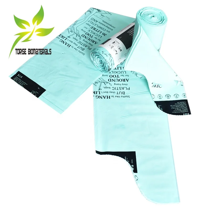 TORISE Garbage  bags  As4736 Compostable 100% Biodegradable Trash Bin Liners Zero-Waste Wave Top EN 13432 US BPI  Certified