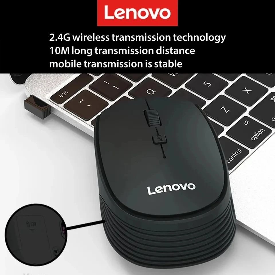 Lenovo M202 Wireless Mouse Ultralight 2.4G Mini Mouse Ergonomic Design Home