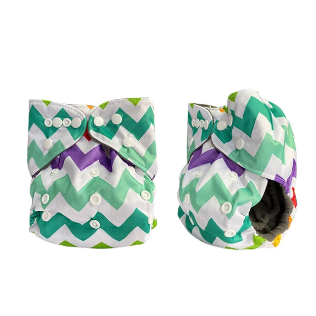 Printed 5 pack Bamboo Charcoal Snap Washable Waterproof Reusable Baby Diapers Nappies With Insert