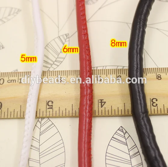 Wholesale Round Sewing PU Leather Cord 6mm Jewelry Cords