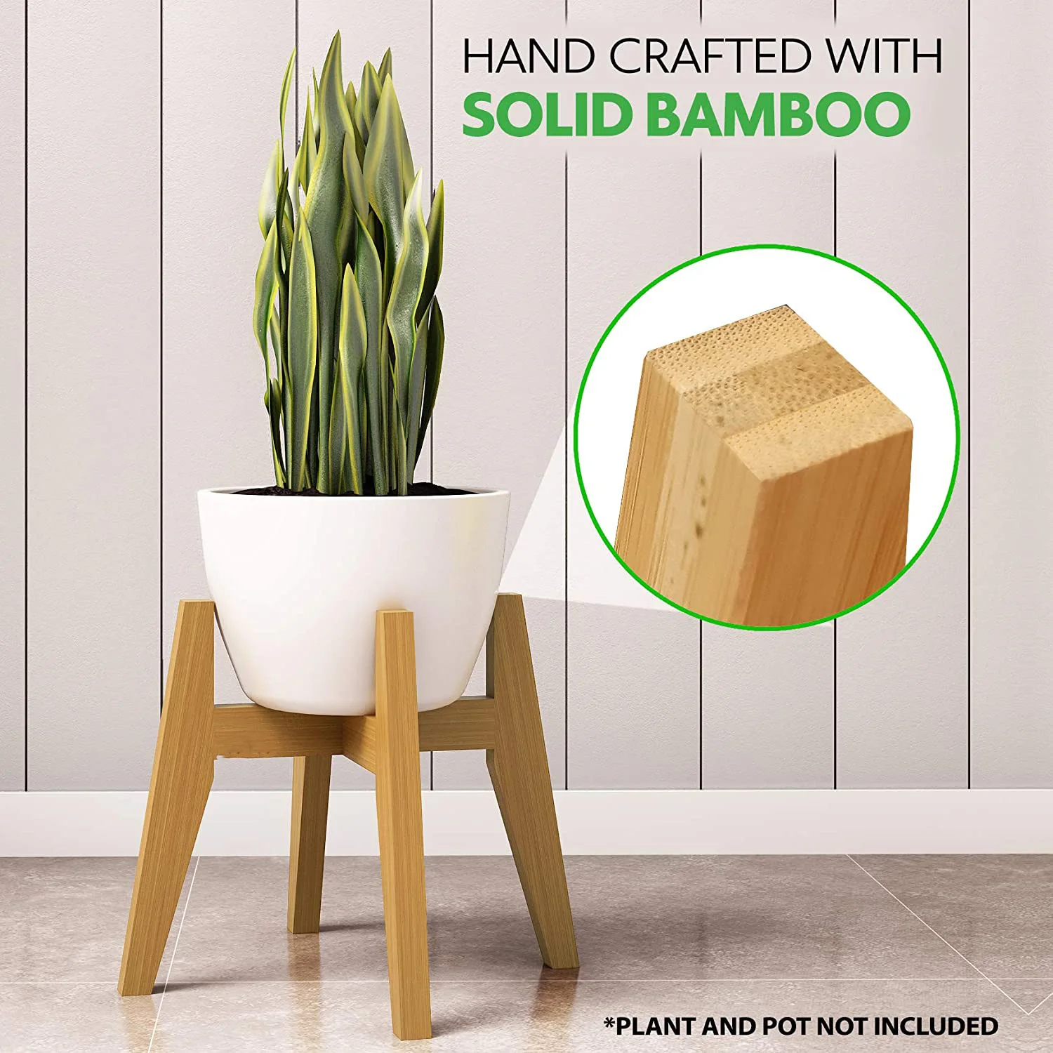 Adjustable X Shape Adjustable Eco-friendly Modern Bamboo Barrel Wooden Plant Holder Flower Pot Stand