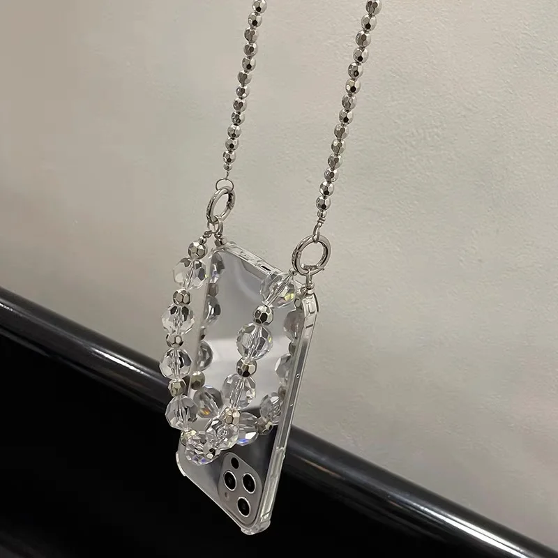 Luxury Transparent Crystal Bracelet Chain Adjustable Long Hanging Rope For Universal Mobile Cell Phone Case Strap