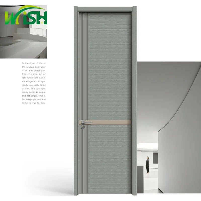 Solid Wood Composite Carbon Crystal Interior Door for Home Hotel Wooden Material Elegant Bedroom Slab Doors