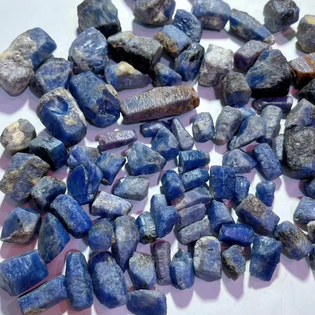 Wholesale natural crystal healing semi precious gemstone rough uncut blue corundum for jewelry making