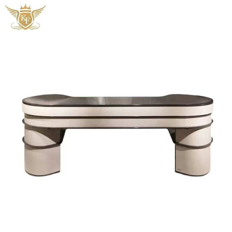 KF Casa High end Italian design home office desk luxury office furniture set wooden top boss office table with storage cabinet