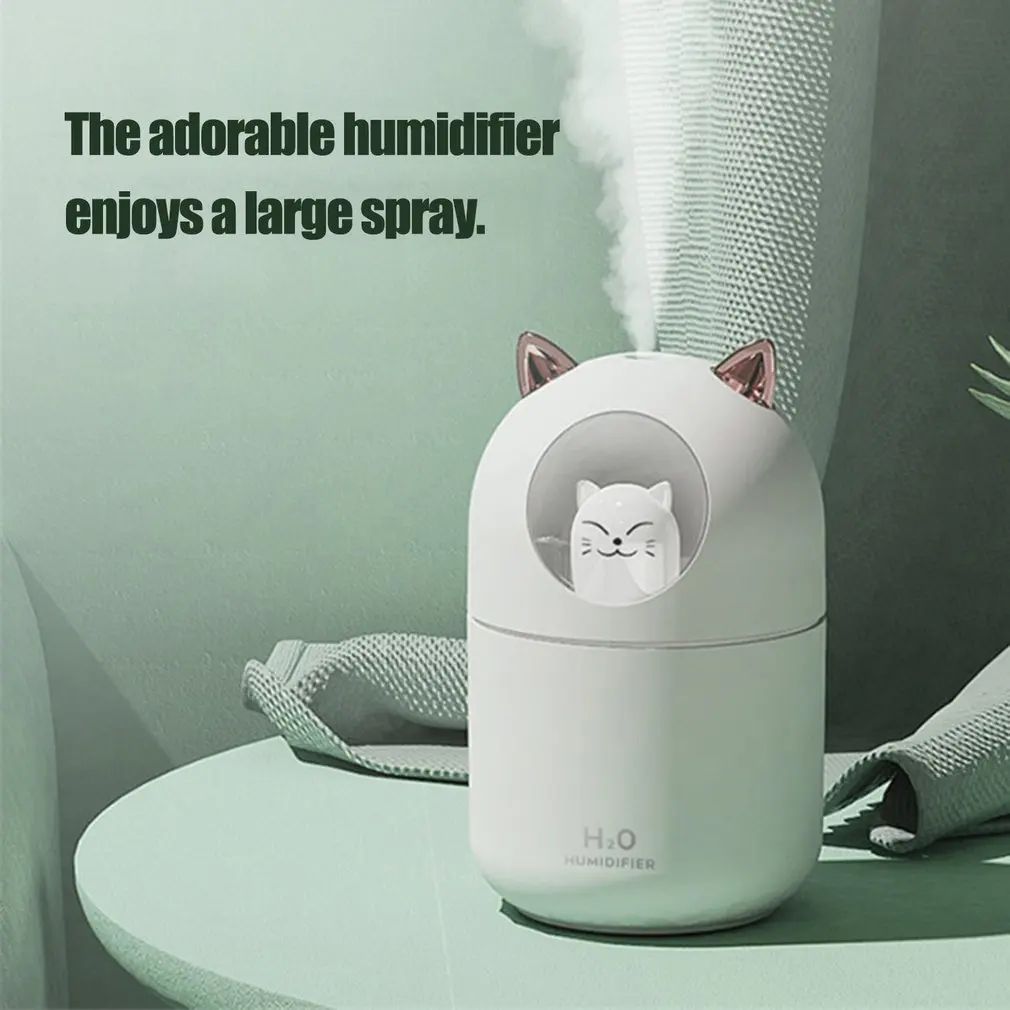 Mini Portable Cute Cat Usb Aroma Diffuser H2o Humidifier Ultrasonic Water Cooling Fog Led Car Air Humidifier