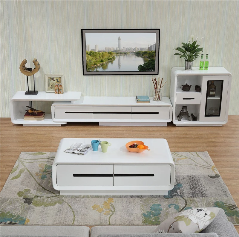 tv stands and coffee table for living room furniture with large storage tv cabinet  rotatable and telescopic