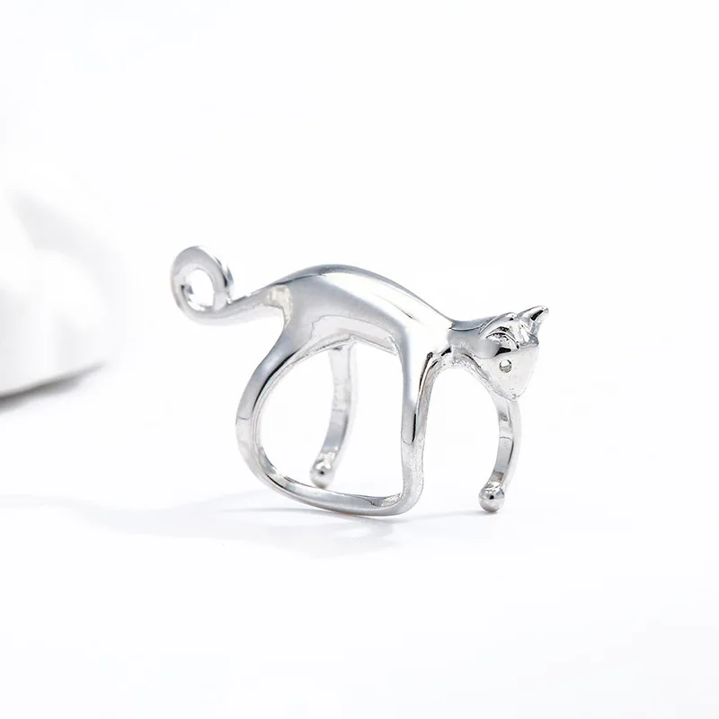 Lovely Mirror Animal Ear Bone Earrings for Women PVD Silver Gold Plated Alloy Cat Shape Ear Clip Earrings