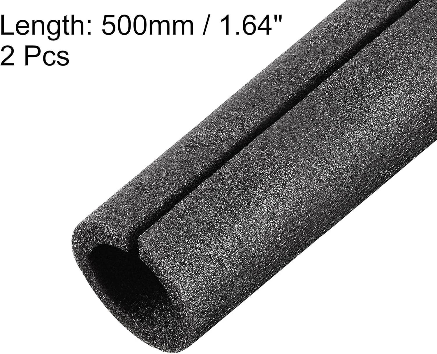 Black Foam Tube 1.64 Ft Length 1.37in ID 2.15in OD Hollow Pipe Cover for Protecting Pipes and Heat Preservation