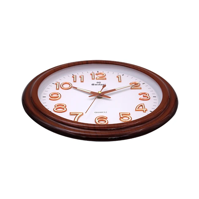 
33CM plastic frame luminous plastic wooden dial hands nightlight is suitable for home decoration wall clock 