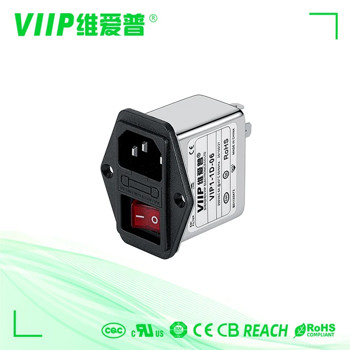VIIP  3A 110VAC 250VAC 30MHZ Electrical Noise Filter Single-phase IEC socket fuse EMI/RFI filter