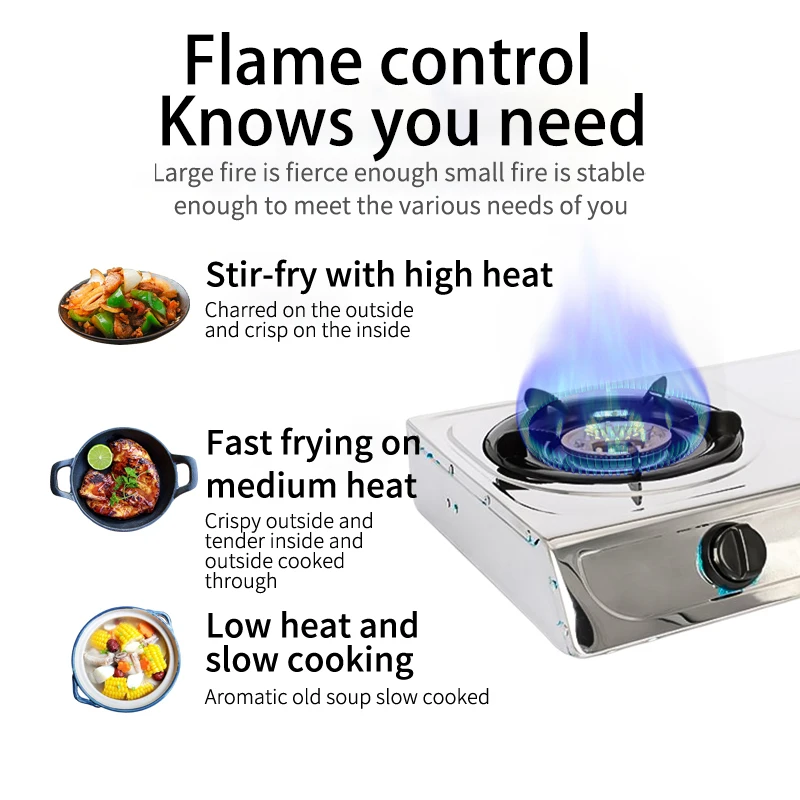 New model high quality double burner gas stove Stainless Steel easy clean gas cooker