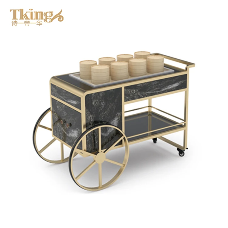 Direct manufacturer gold wine trolley bar cart for for catering restaurant