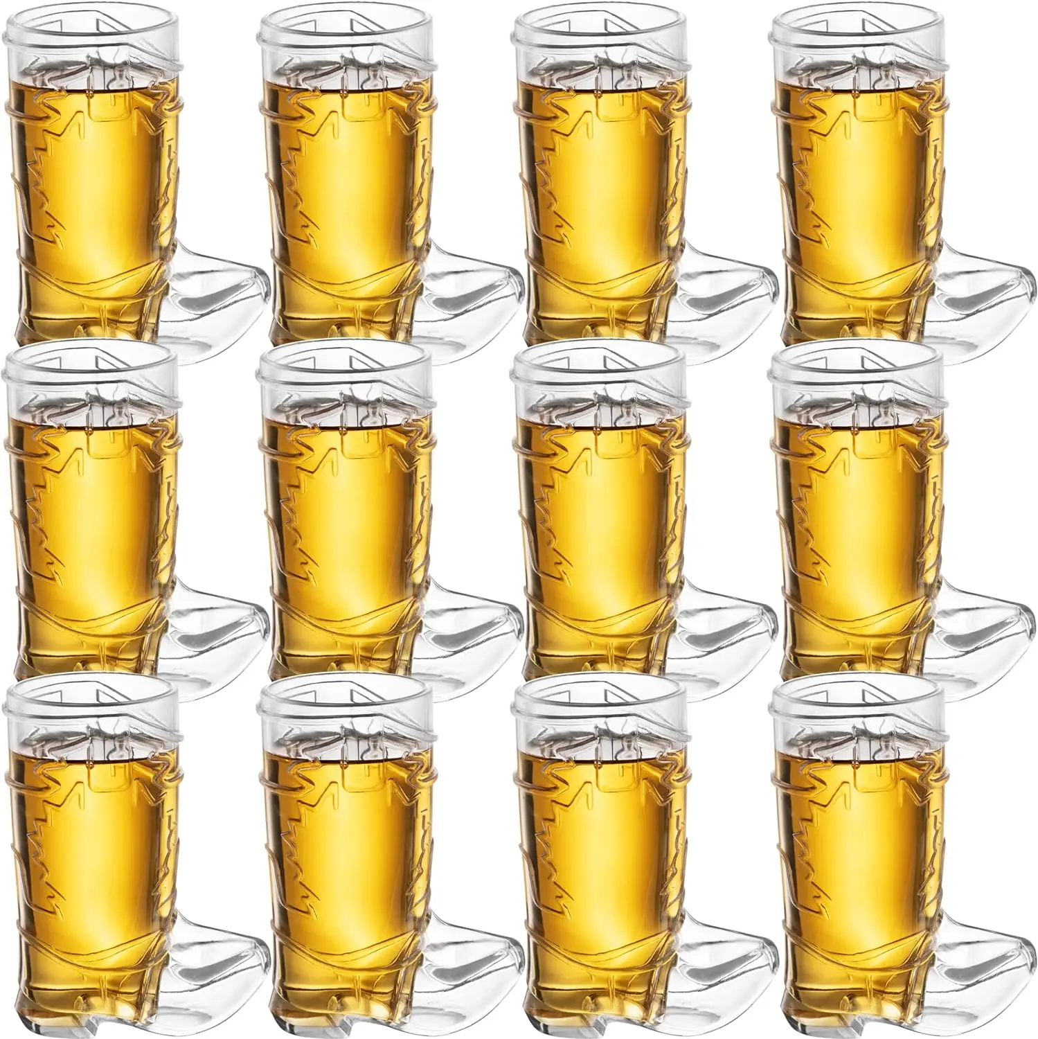 Mini Reusable and Disposable Clear Plastic Cowboy Boot Shot Glass  for Themed Birthday Parties Decorations and Cowboy