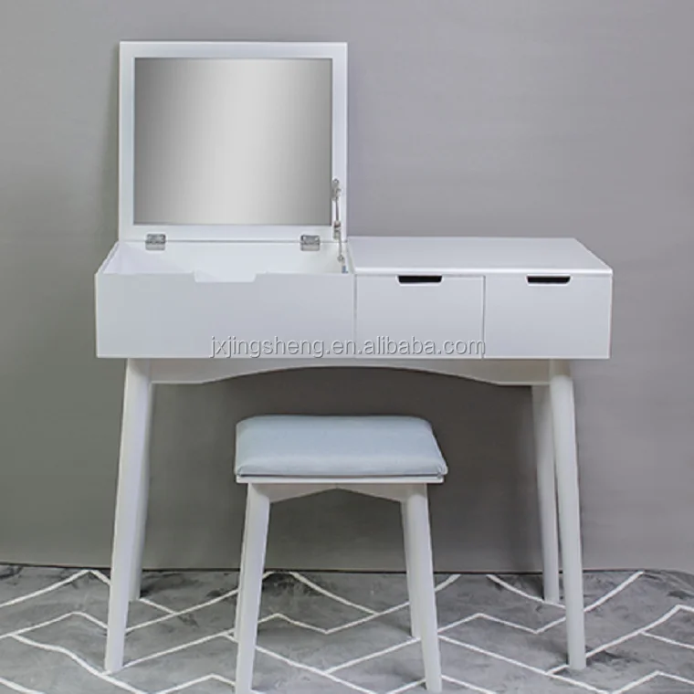 Nordic Dressing Table Set Wooden White Makeup Vanities for Girls