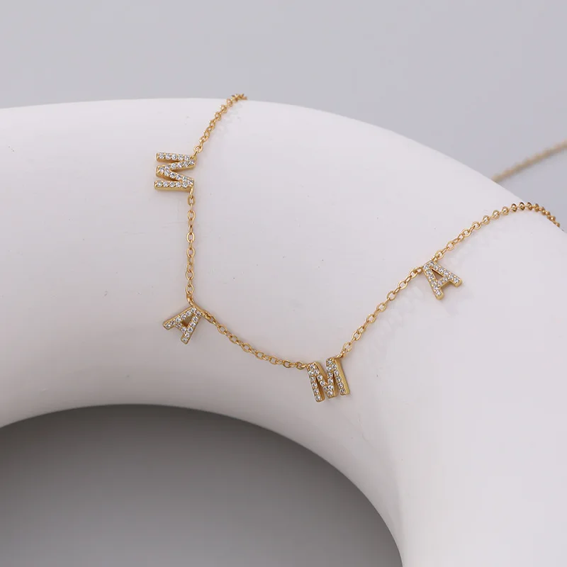 Dainty 18k gold plated delicate pendant mama necklace 925 sterling silver for mothers jewelry gift