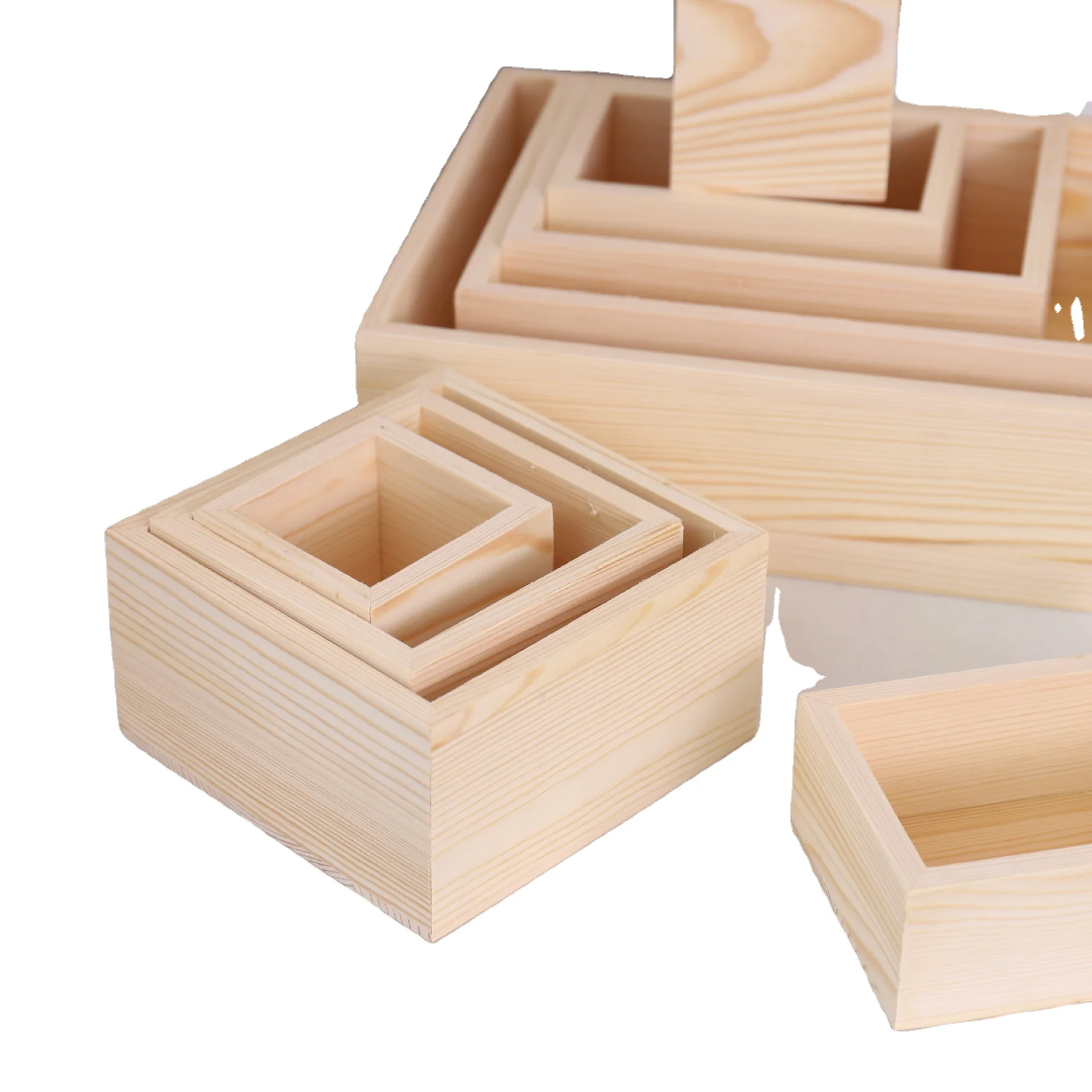 Customized Square Bamboo Kitchen Storage Container Bin Wood Crafts Wooden Boxes Drawer Organizer Crate Box
